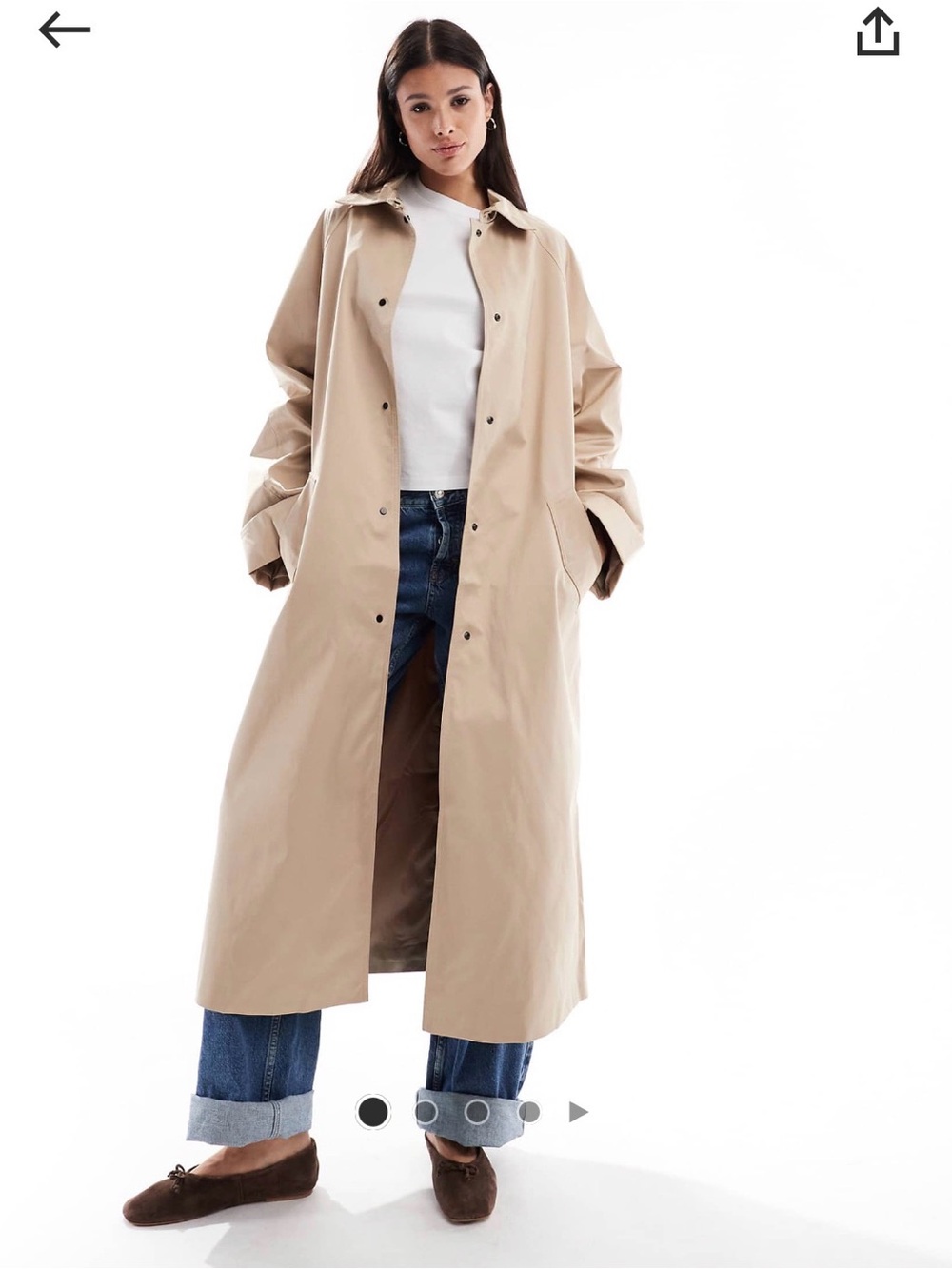ASOS DESIGN Tall longline trench coat in stone